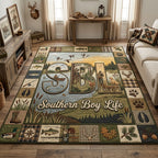 Southern Boy Life area rug in a living room