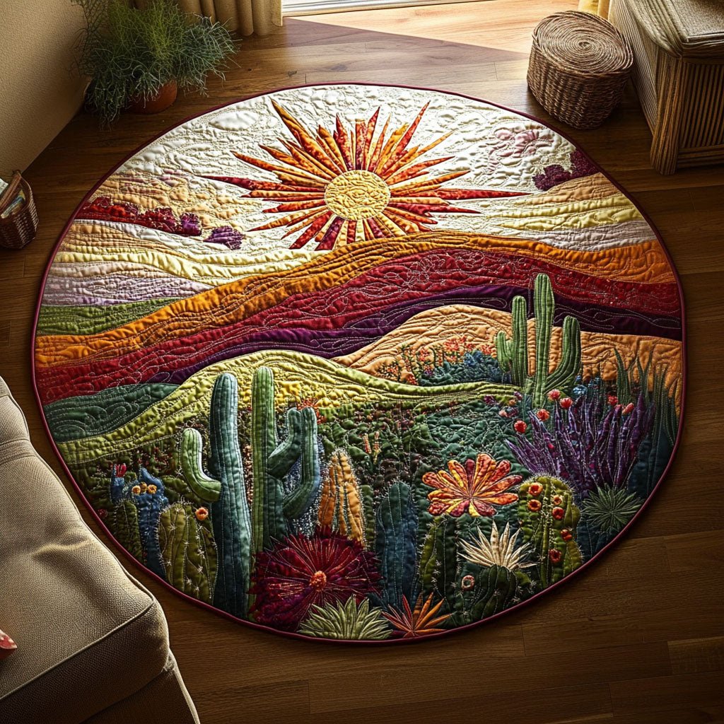 Southwest Radiance Round Mat Rug - washable non-slip printed rug