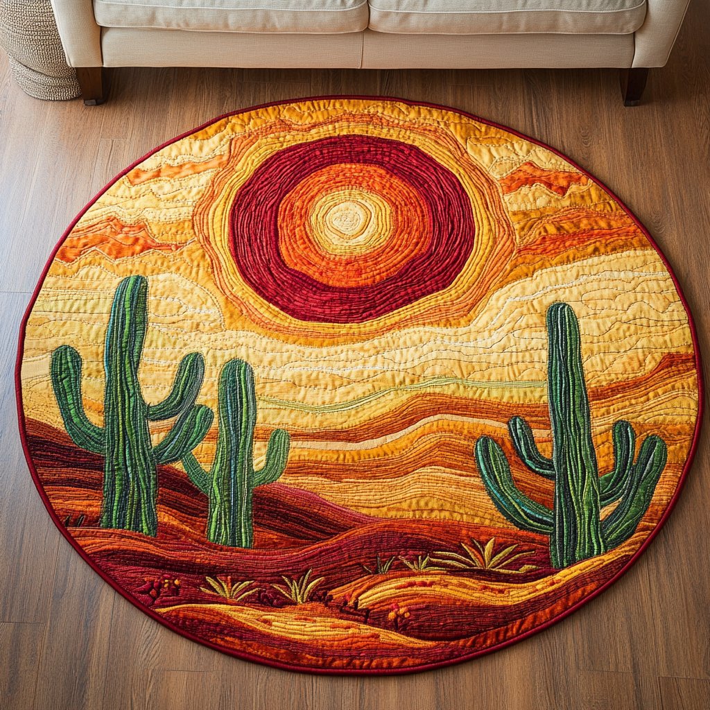 Southwest Spirit Round Mat Rug - washable non-slip printed rug