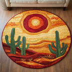 Southwest Spirit Round Mat Rug - washable non-slip printed rug