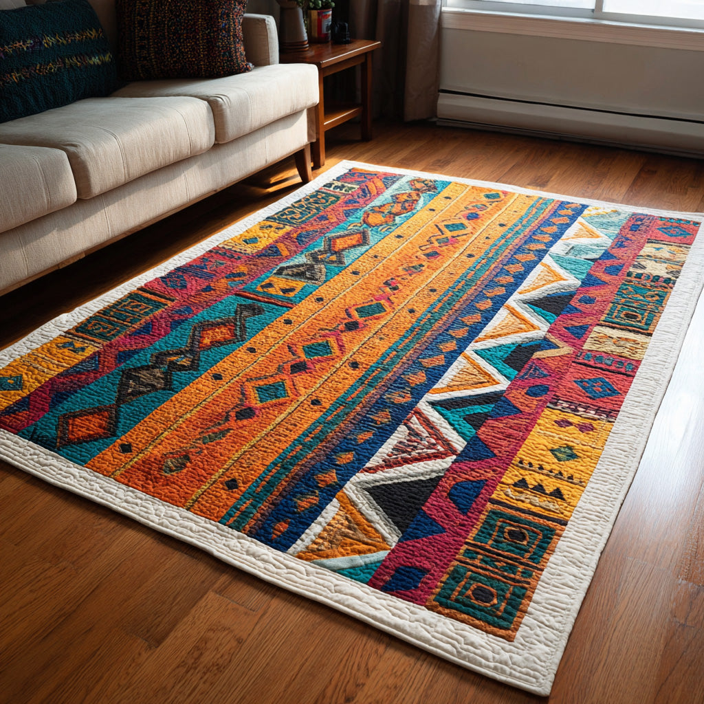 Southwest Stripes area rug in a living room