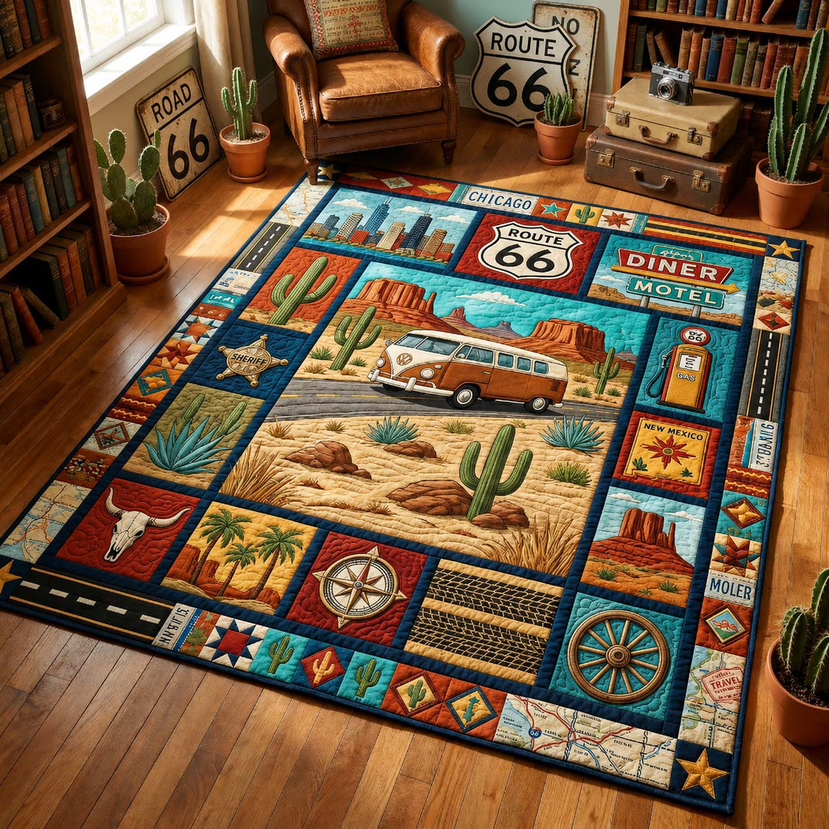 Southwest Van Trail area rug in a living room