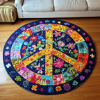 Spectrum Swirl Round Mat Rug - washable non-slip printed rug