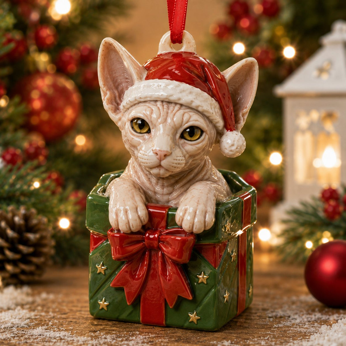Sphynx in the Box Christmas Ornament
