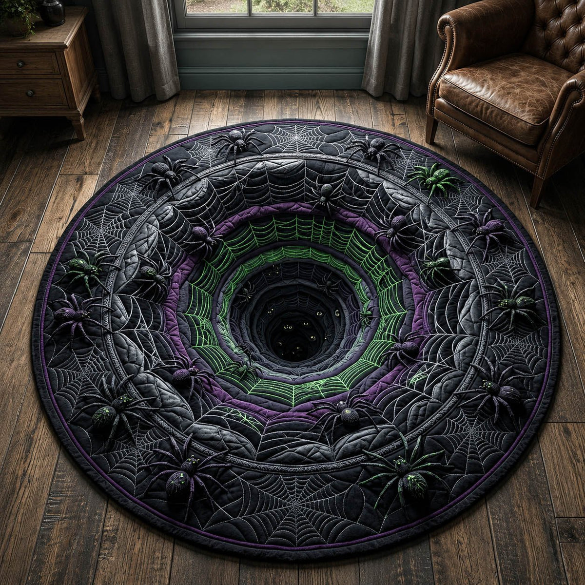 Spider Hole Round Mat Rug - washable non-slip printed rug