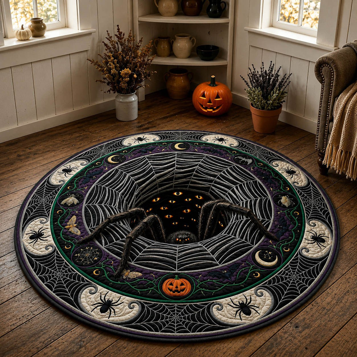 Spider Queen Vortex Round Mat Rug - Nature Design | Serene Home Decor