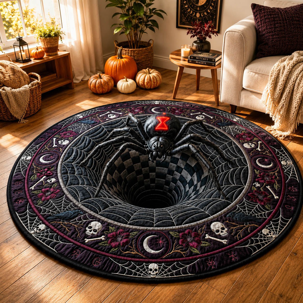 Spider Queen Vortex Round Mat Rug - Nature Design | Serene Home Decor