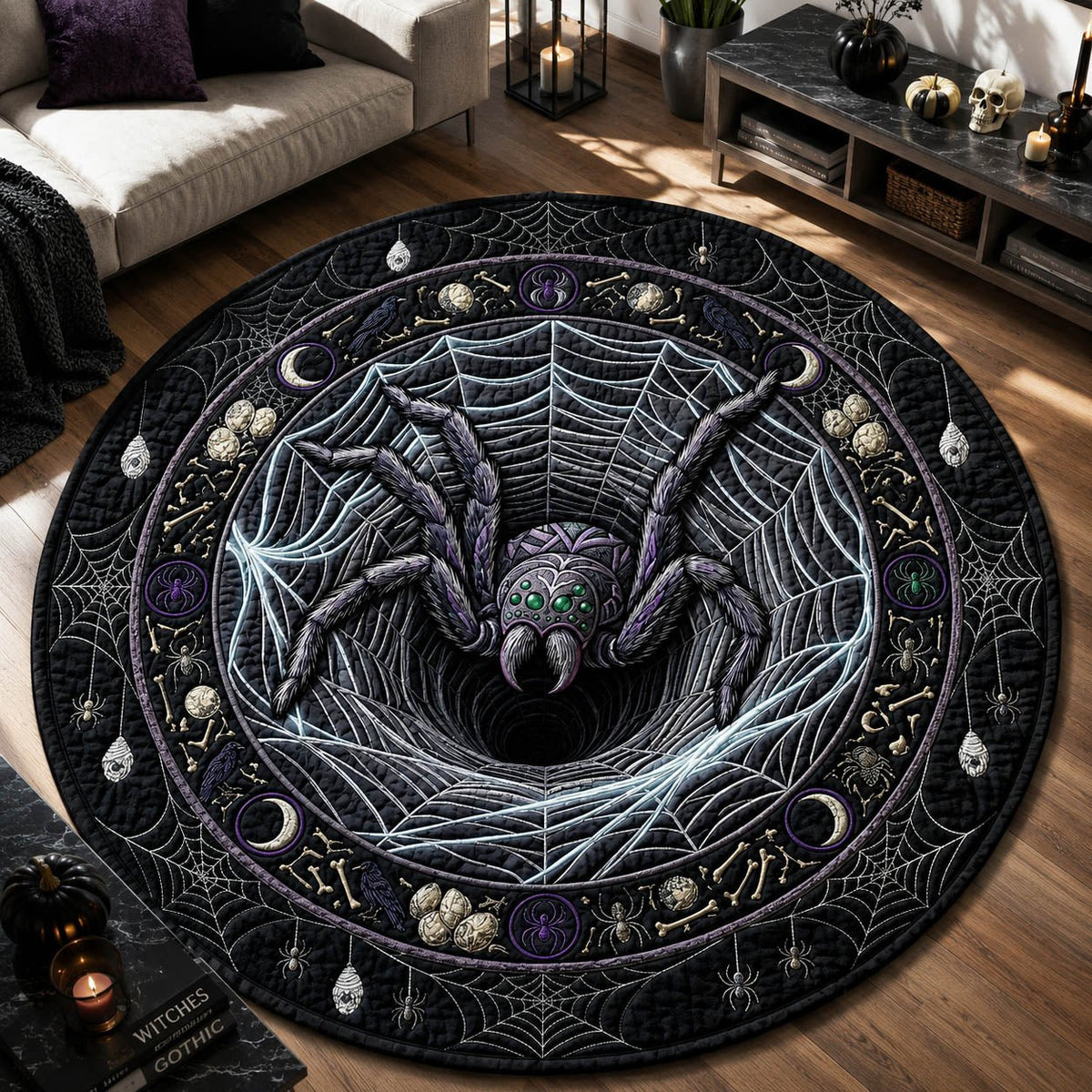 Spider Queen Vortex Round Mat Rug - Nature Design | Serene Home Decor
