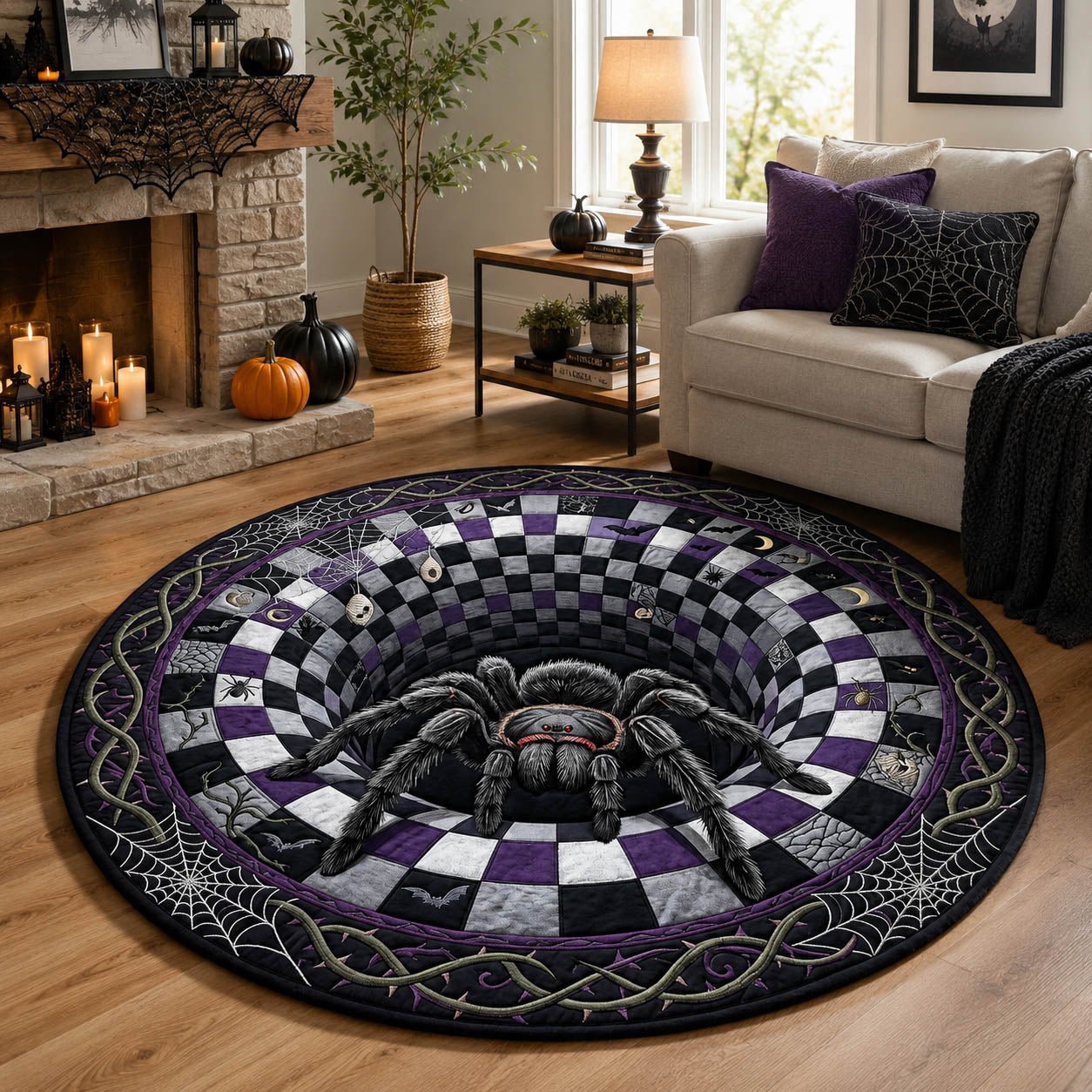 Spider Queen Vortex Round Mat Rug - Nature Design | Serene Home Decor