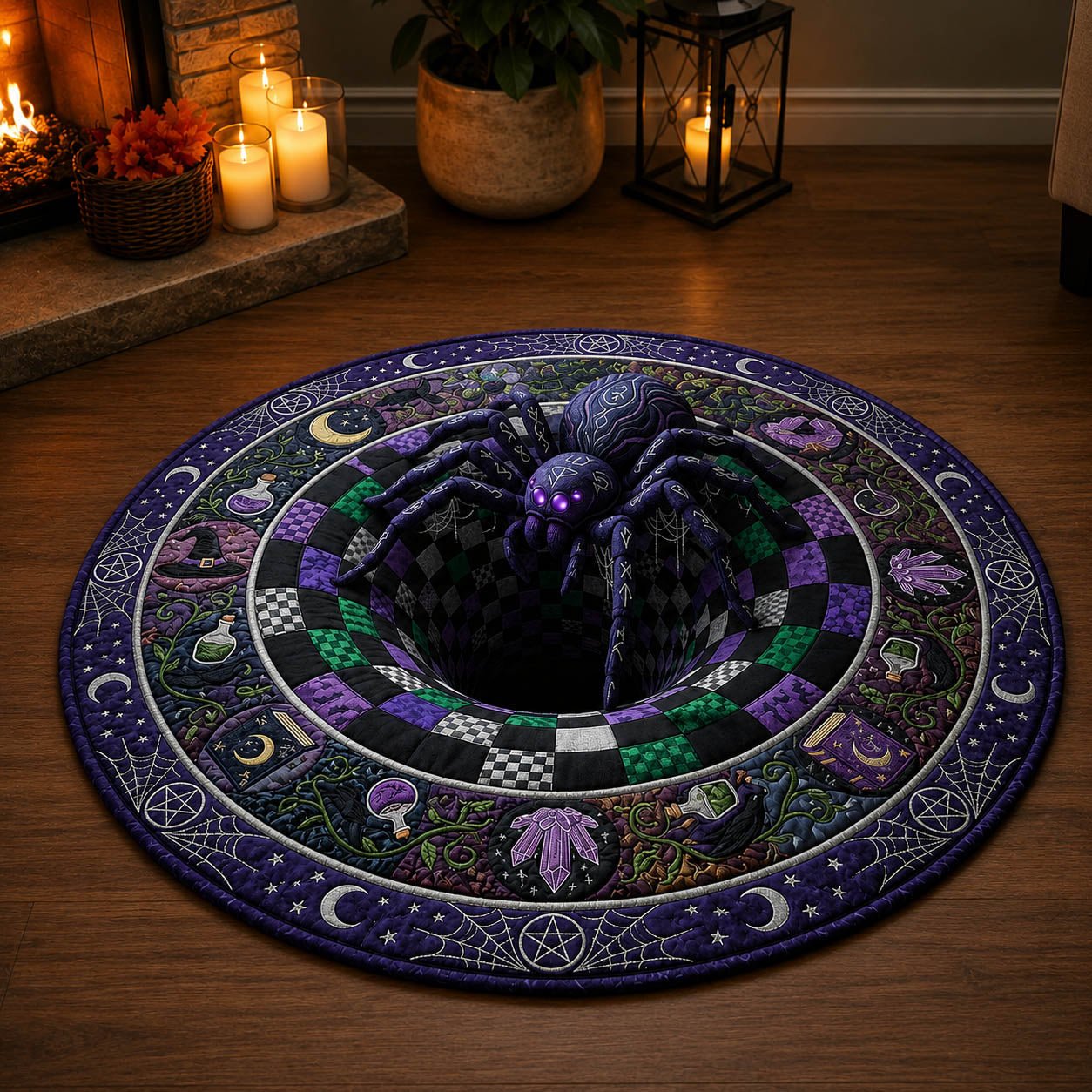 Spider Queen Vortex Round Mat Rug - Nature Design | Serene Home Decor