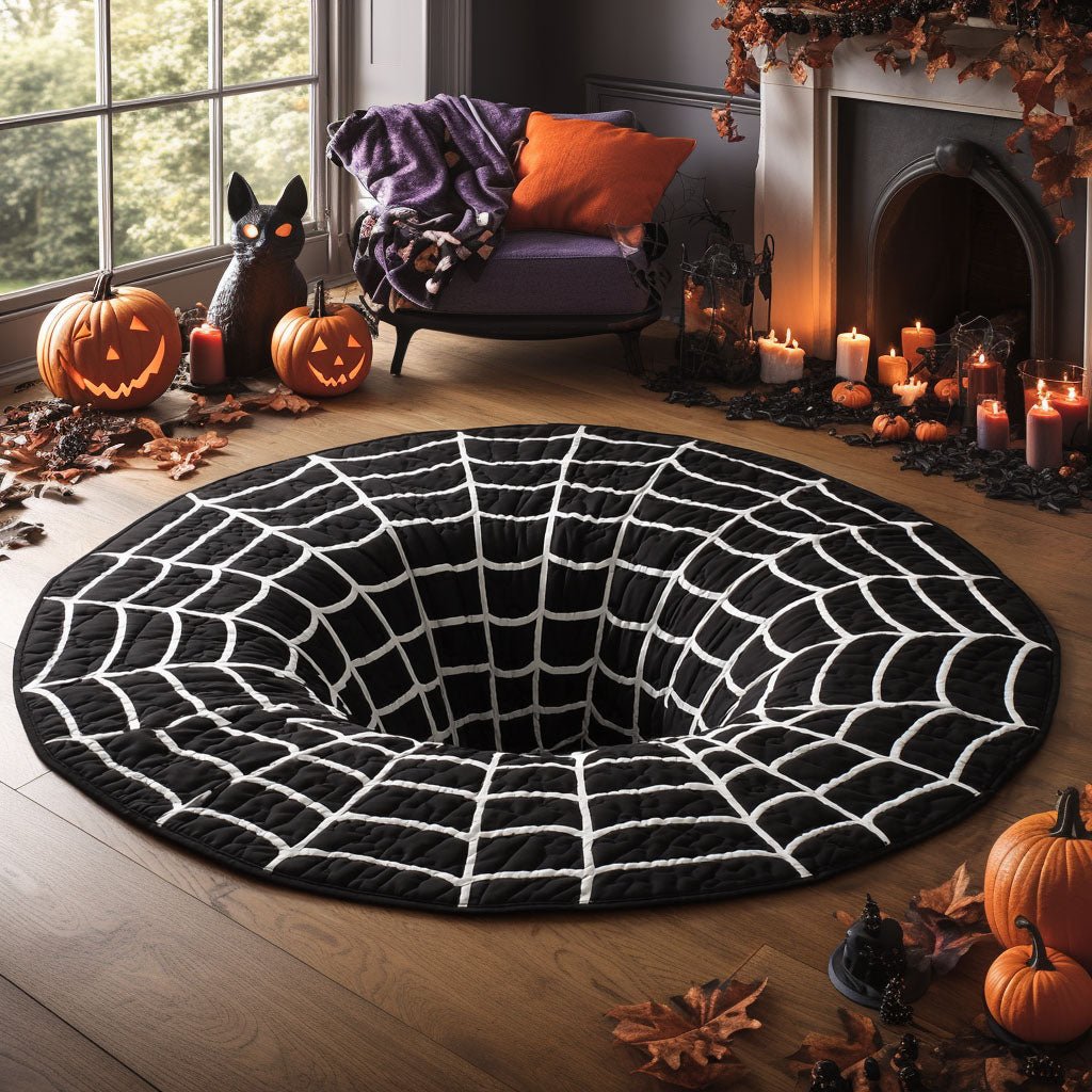 Spiderfall Pit Round Mat Rug - washable non-slip printed rug