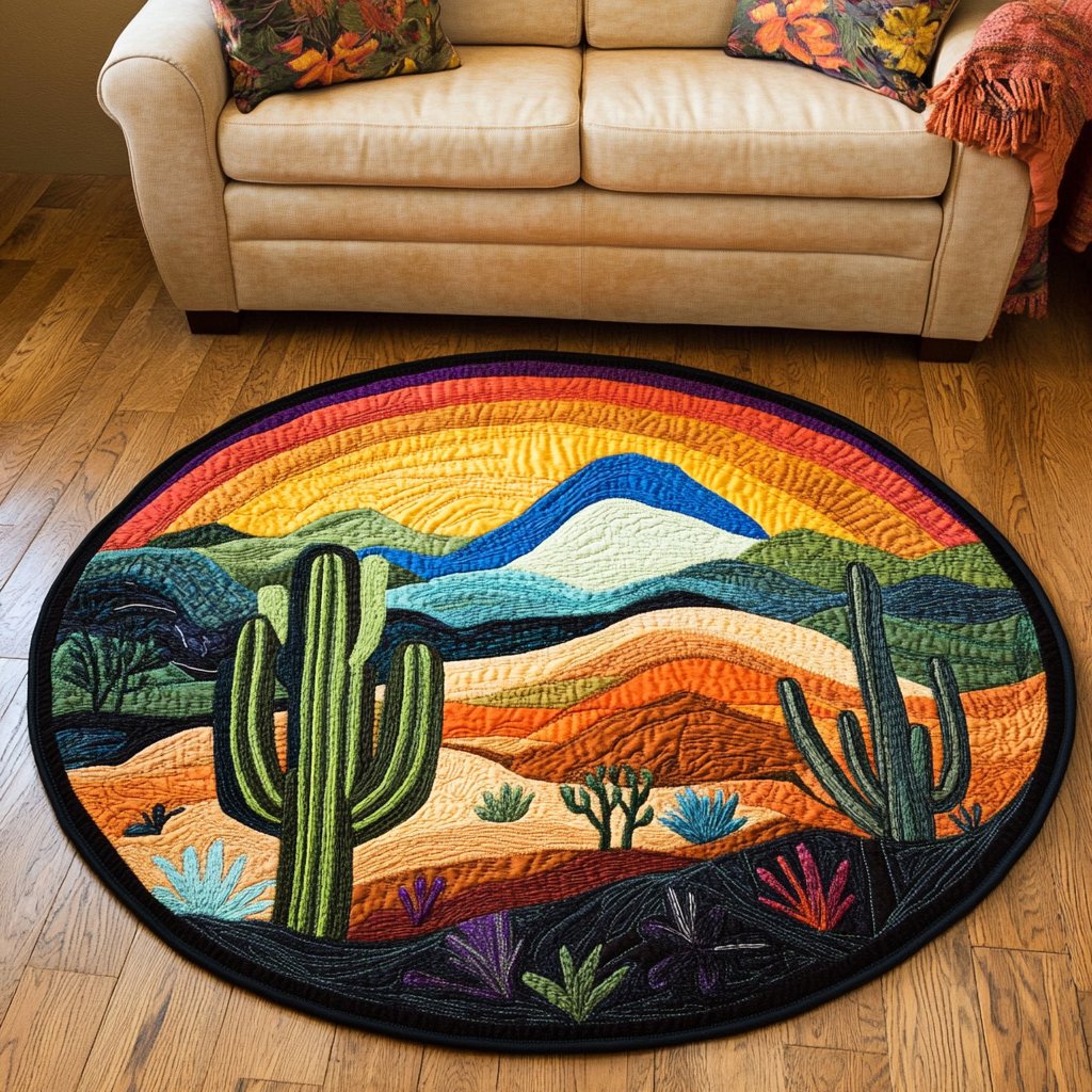 Spiked Serenity Round Mat Rug - washable non-slip printed rug