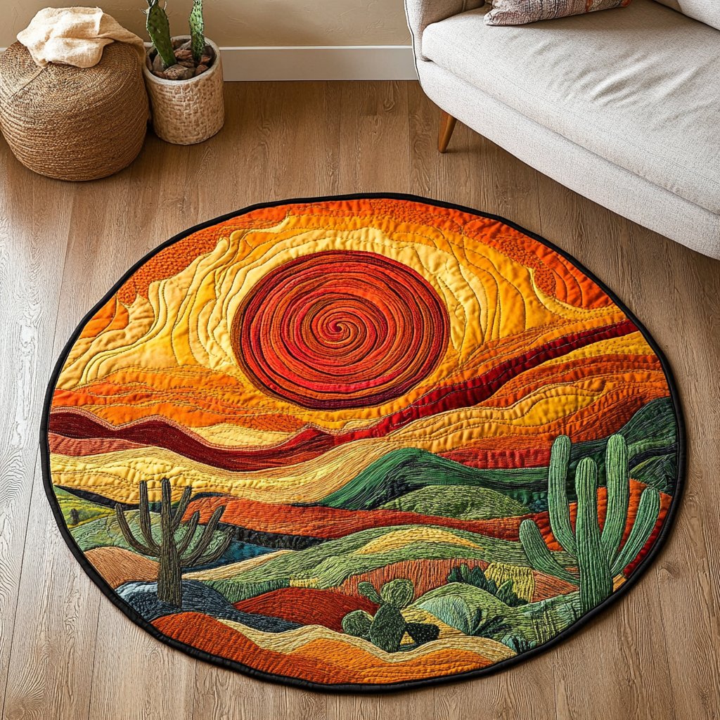 Spiky Elegance Round Mat Rug - washable non-slip printed rug