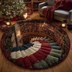 Spiral Bookcase Round Mat Rug - washable non-slip printed rug