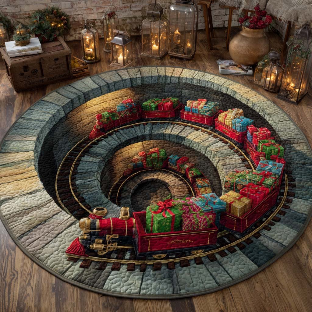 Spiral Express Round Mat Rug - washable non-slip printed rug