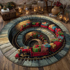 Spiral Express Round Mat Rug - washable non-slip printed rug