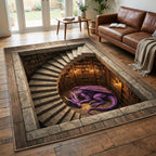 Spiral Stairwell area rug in a living room