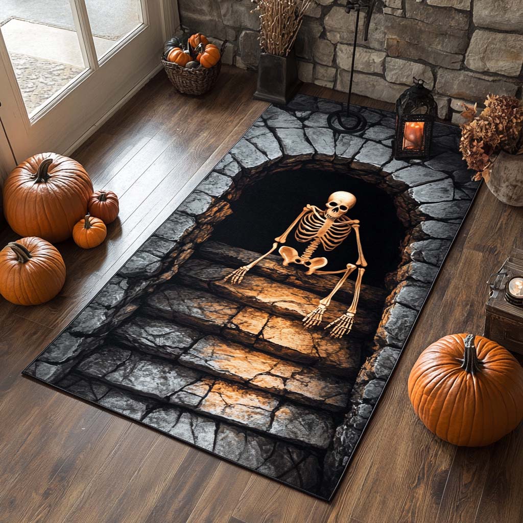 Spiral Tomb area rug in a living room