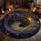 Spiral Watcher Round Mat Rug - washable non-slip printed rug