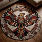 Spirit Eagle Round Mat Rug - washable non-slip printed rug