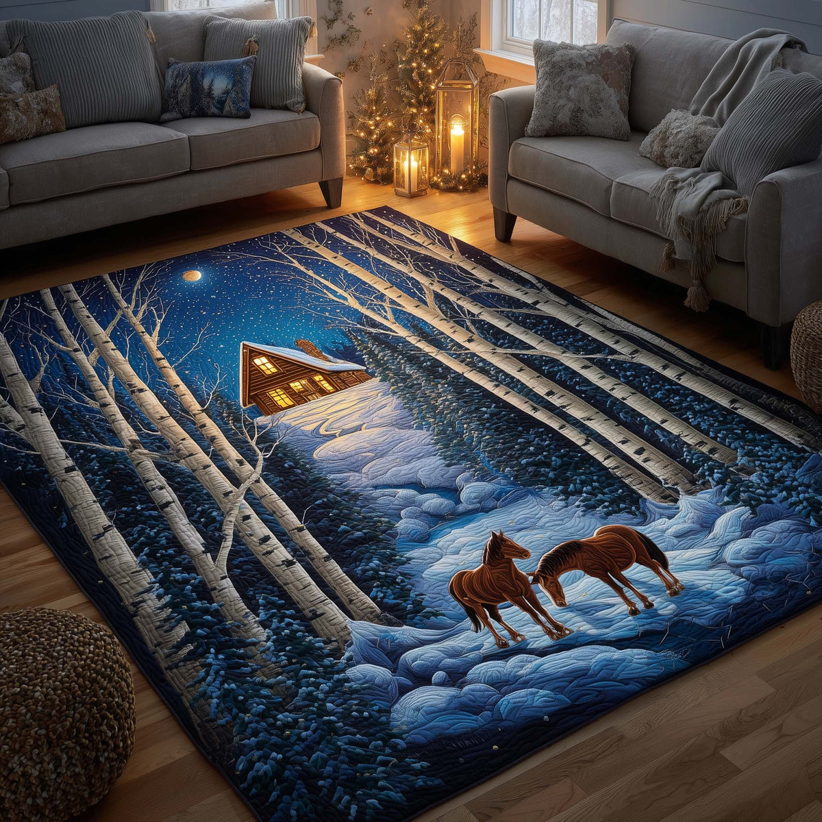 Spirit Horse area rug in a living room