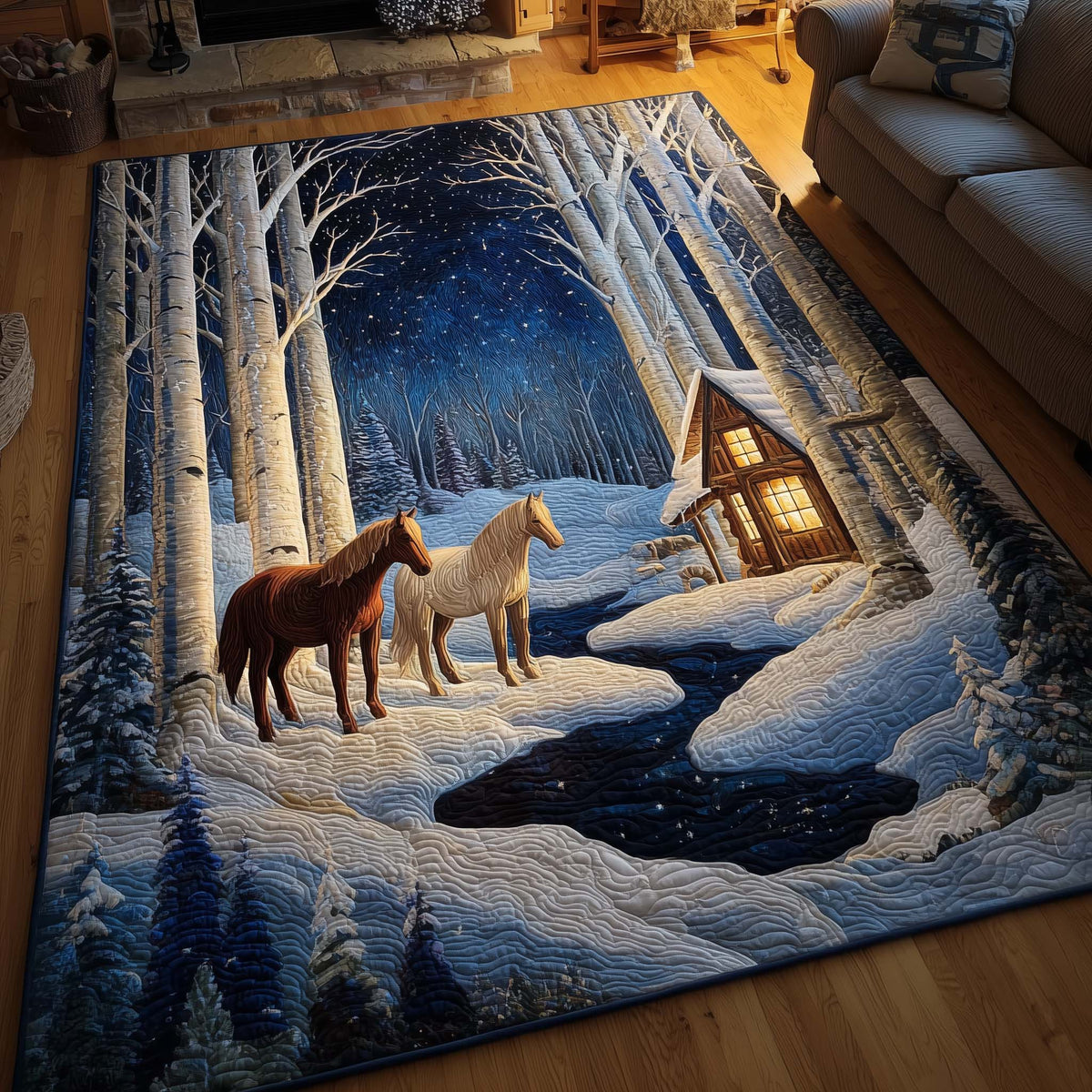 Spirit Horse area rug in a living room
