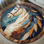 Spirit Horse Round Mat Rug - washable non-slip printed rug