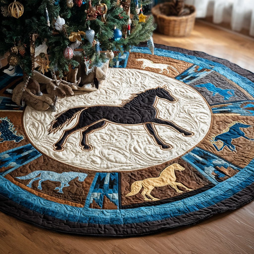 Spirit Horses Round Mat Rug - washable non-slip printed rug