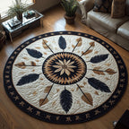 Spirit Lines Round Mat Rug - washable non-slip printed rug