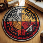 Spirit Motif Round Mat Rug - washable non-slip printed rug
