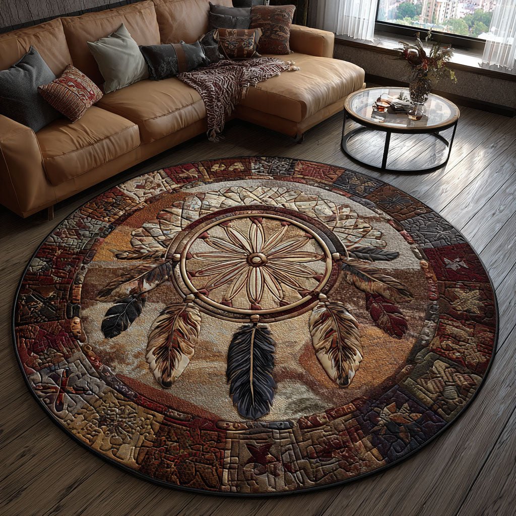 Spirit Net Round Mat Rug - washable non-slip printed rug