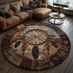 Spirit Net Round Mat Rug - washable non-slip printed rug