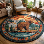 Spirit Paw Round Mat Rug - washable non-slip printed rug
