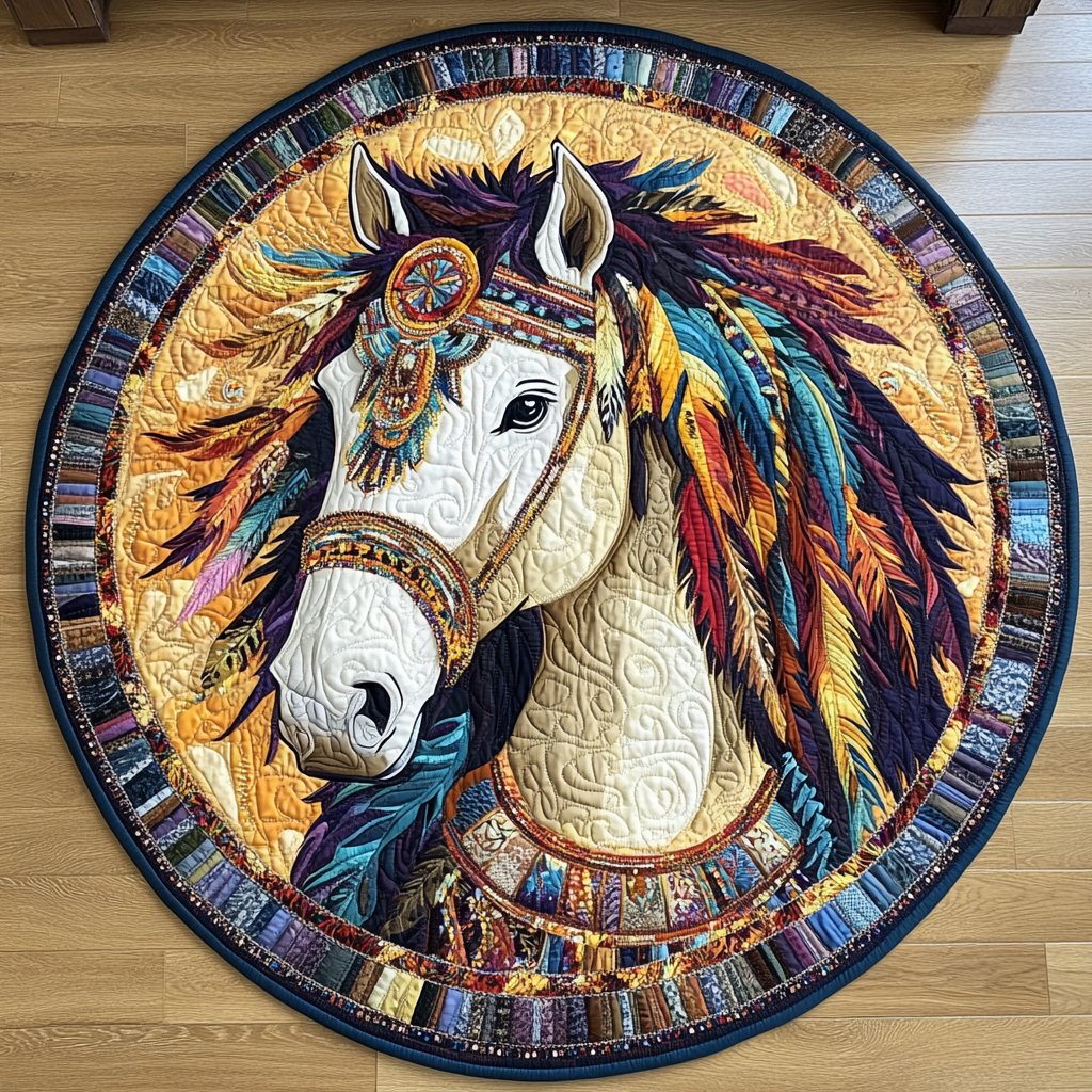 Spirit Rider Round Mat Rug - washable non-slip printed rug