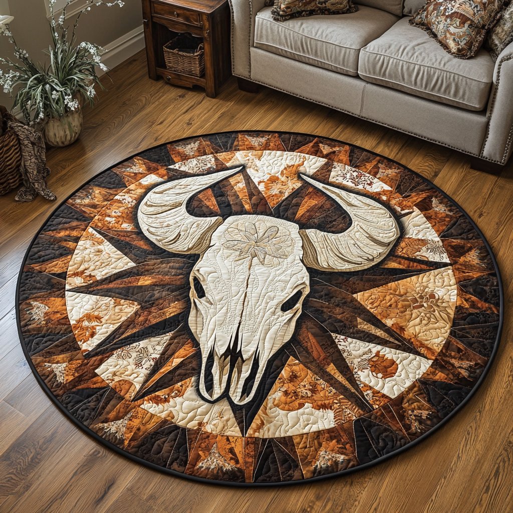 Spirit Skull Round Mat Rug - washable non-slip printed rug
