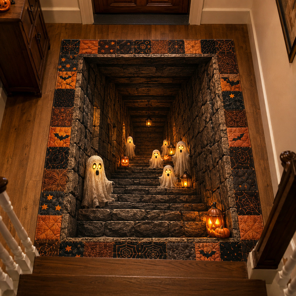 Spirit Stairway area rug in a living room