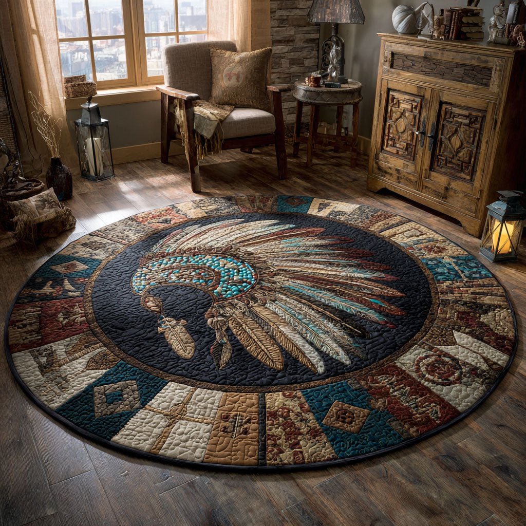 Spirit Threads Round Mat Rug - washable non-slip printed rug