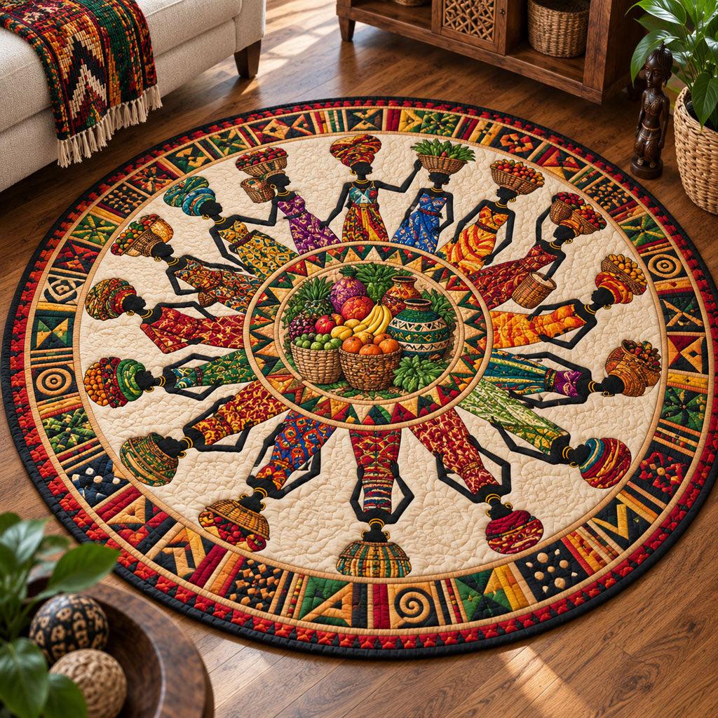 Spirit of Africa Round Mat Rug - Nature Design | Serene Home Decor - washable non-slip printed rug