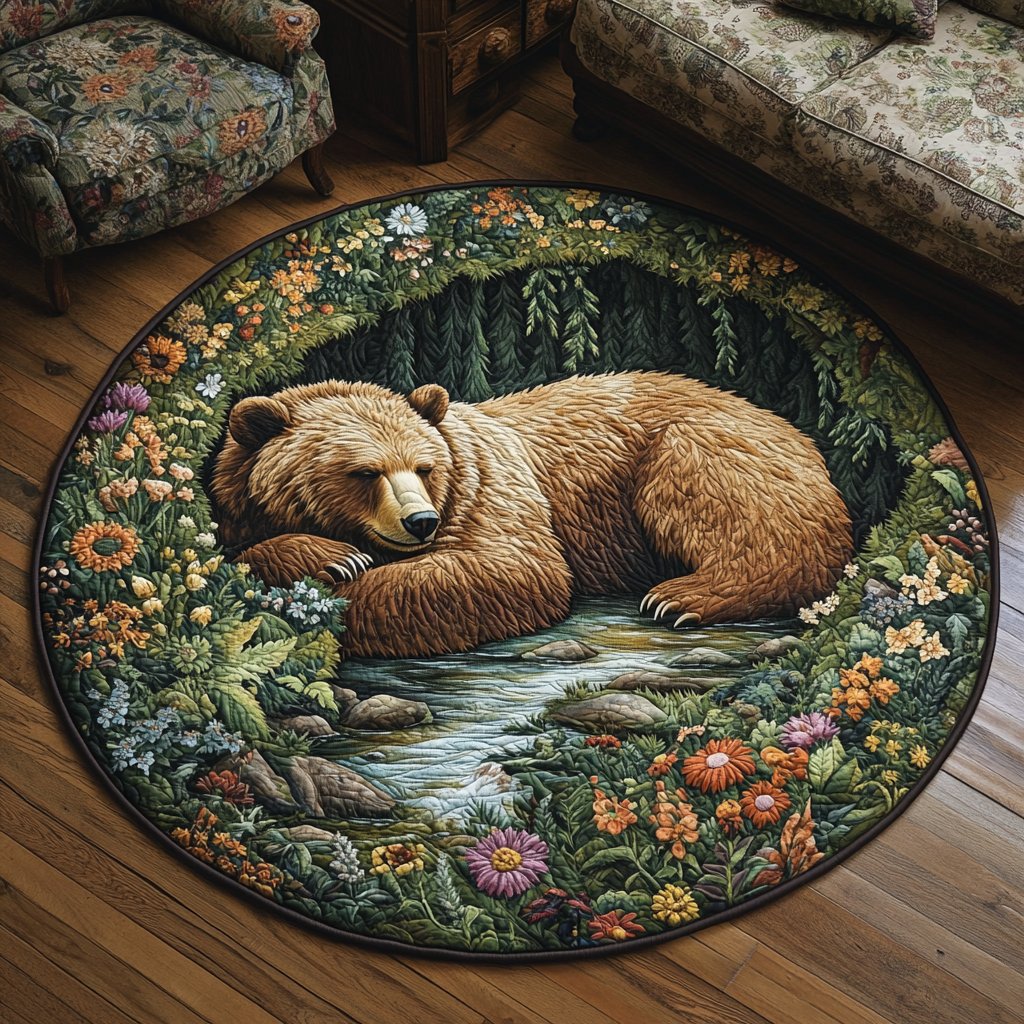Spirit of the Bear Round Mat Rug - Cute Pet Design | Animal Printed Home Decor