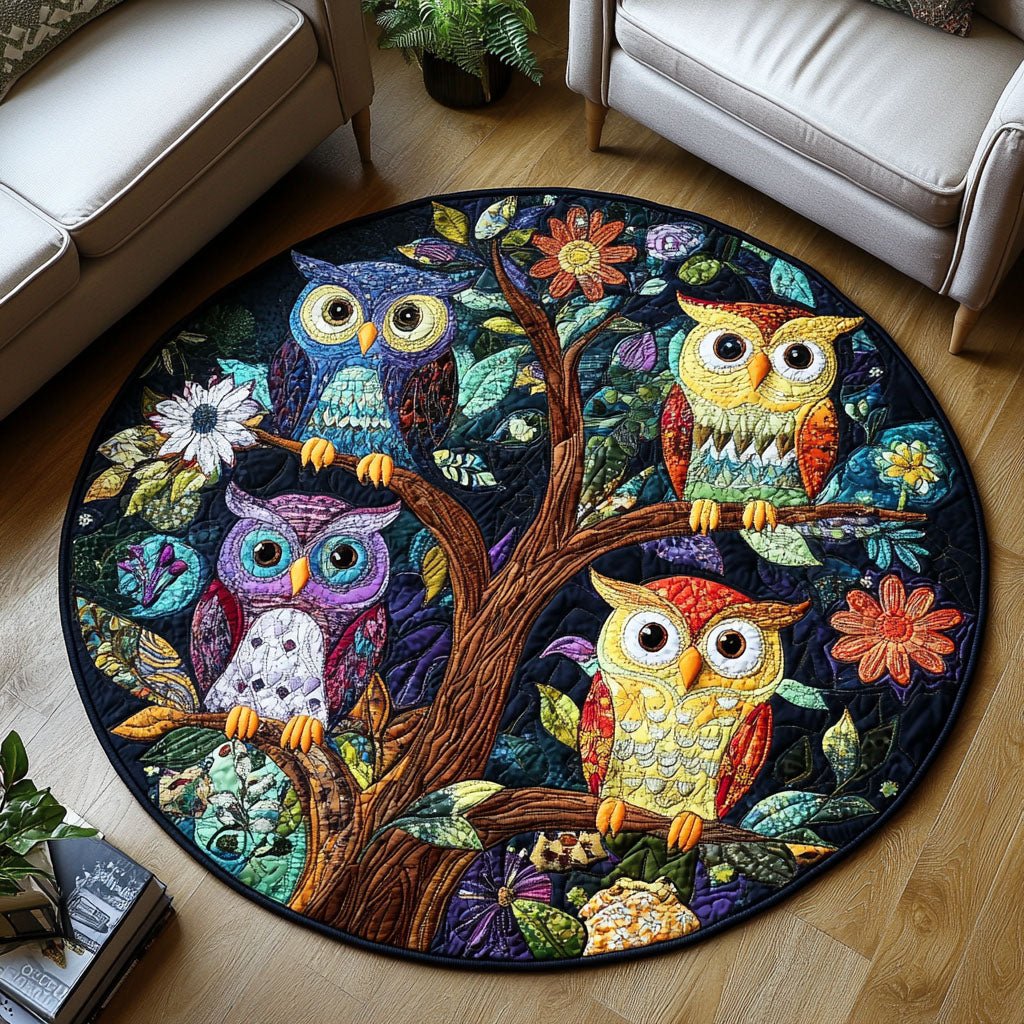 Spirit of the Owls Round Mat Rug - Cute Pet Design | Animal Printed Home Decor