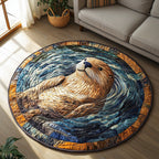 Splash Otter Round Mat Rug - washable non-slip printed rug