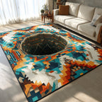 Split Spirit area rug in a living room