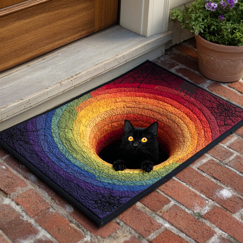 Spooky Black Cat Doormat - Seasonal Holiday Design | Printed Welcome Doormat