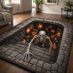 Spooky Bones area rug in a living room