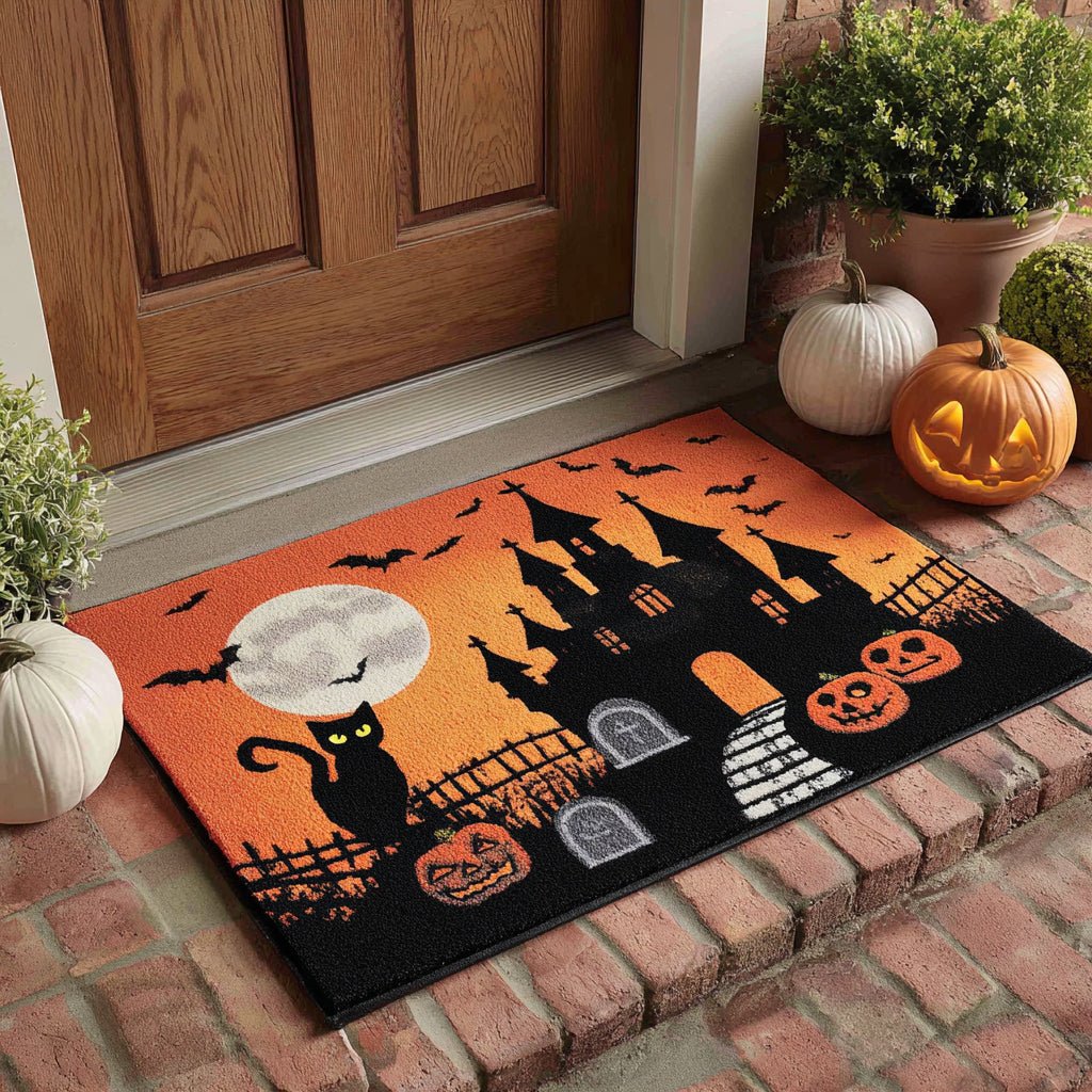 Spooky Castle Doormat - Seasonal Holiday Design | Printed Welcome Doormat