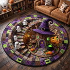 Spooky Crochet Round Mat Rug - Nature Design | Nature Round Area Rug - washable non-slip printed rug