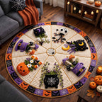 Spooky Crochet Round Mat Rug - Nature Design | Nature Circle Rug - washable non-slip printed rug