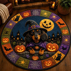 Spooky Dachshund Round Mat Rug - Nature Design | Serene Home Decor - washable non-slip printed rug
