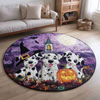 Spooky Dalmatian Halloween Round Mat Rug - washable non-slip printed rug