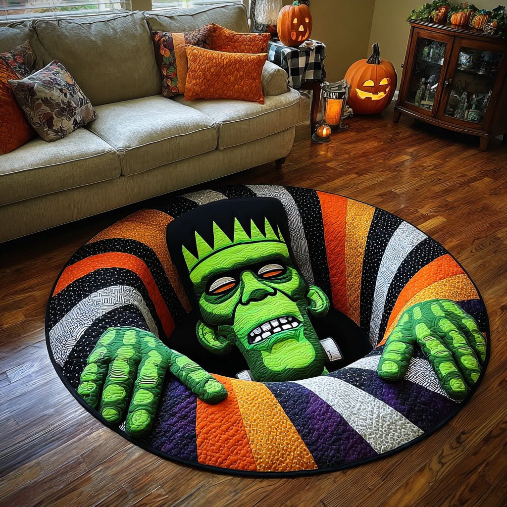 Spooky Frankenstein Round Mat Rug - Nature Design | Serene Home Decor